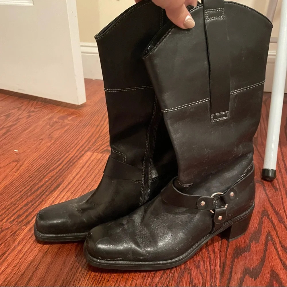Brand New Franco Sarto Black Santana Western-Style Boots Size 6.5 Medium